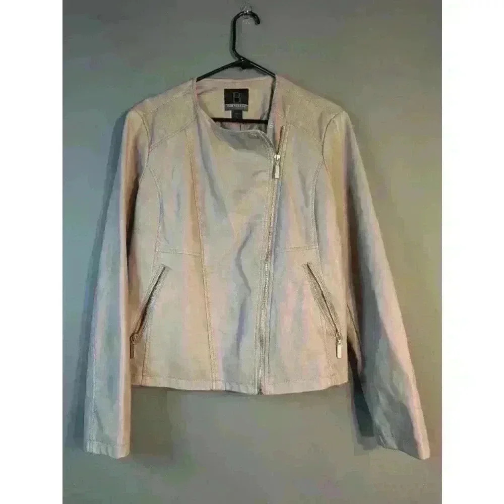 Women's By Bernardo cream Leather Jacket Size L